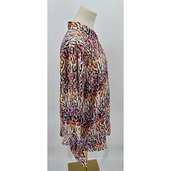 Liverpool Los Angeles Abstract Feather Print Button-Up Top – XL - Picture 2 of 8